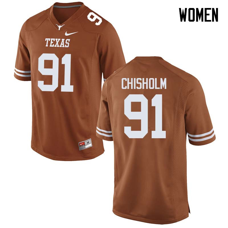 Women #91 Jamari Chisholm Texas Longhorns College Football Jerseys Sale-Orange